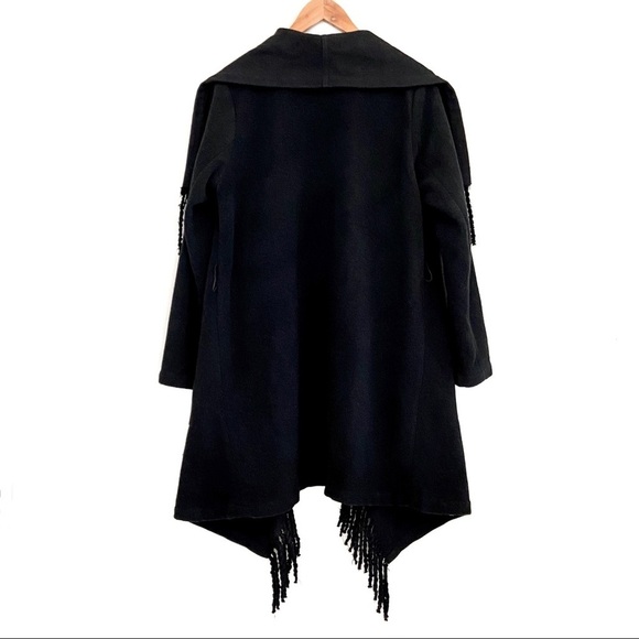 BB DAKOTA Candace Black Fringed Waterfall Coat - Picture 5 of 9